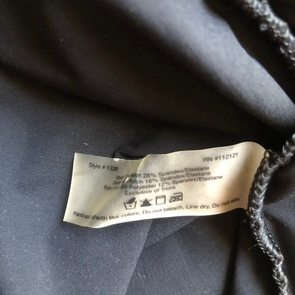 Spanx Lets Go Slimming Whittle Waistline Black Drape Tankini Sim Top Womens Sz 8 - Picture 7 of 16